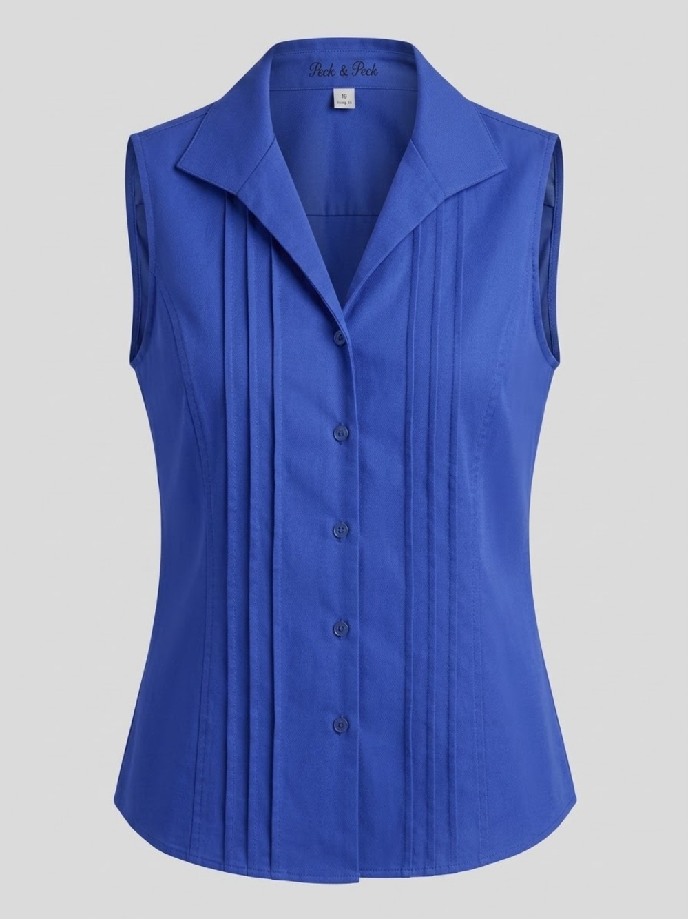 Peck & Peck Sleeveless Button-Down Blouse in Royal Blue